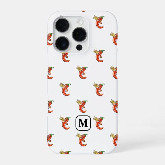 Tiny Chili met Flame Pattern & Custom Initiaal iPhone Hoesje (Achterkant)
