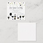 TINY | Cocktails Gold Black nieuwjaars uitnodiging (Voorkant / Achterkant)
