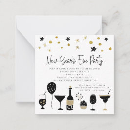 TINY | Cocktails Gold Black nieuwjaars uitnodiging