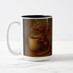 Tiny Coffee Dragon Knuffelen Een mok Leuke Fantasy