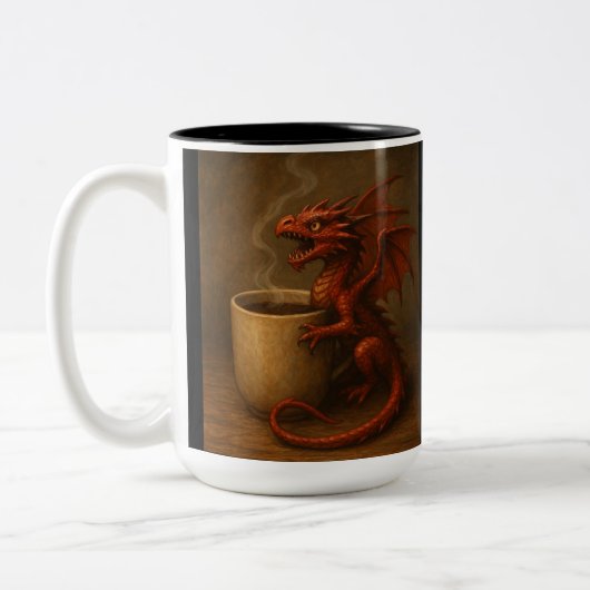 Tiny Coffee Dragon Knuffelen Een mok Leuke Fantasy (Links)