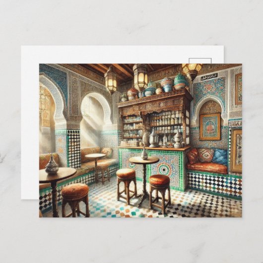 Tiny Coffeeshop in Fez Marokko Briefkaart (Voorkant / Achterkant)