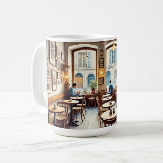Tiny Coffeeshop in Genève Zwitserland Koffiemok (Voorkant links)