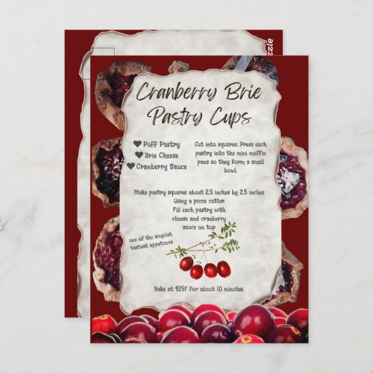 Tiny Cranberry Pastry Appetizers Briefkaart (Voorkant / Achterkant)