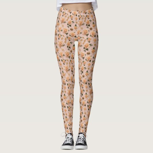 Tiny Cream And Gold Roses  Leggings (Voorkant)