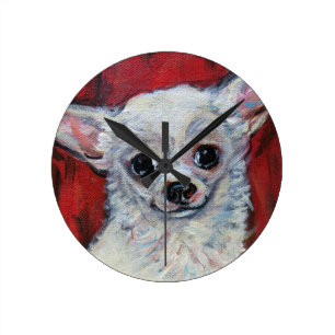 Tiny Cute Chihuahua Smile Ronde Klok