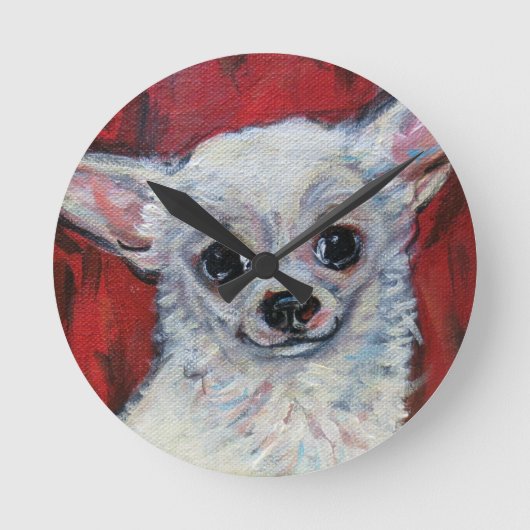 Tiny Cute Chihuahua Smile Ronde Klok (Voorkant)