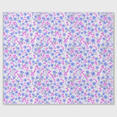 Tiny cute white blue pink floral pattern cadeaupapier (Vlak)