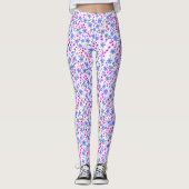 Tiny cute white blue pink floral pattern leggings (Voorkant)