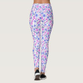 Tiny cute white blue pink floral pattern leggings (Achterkant)