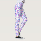 Tiny cute white blue pink floral pattern leggings (Rechts)