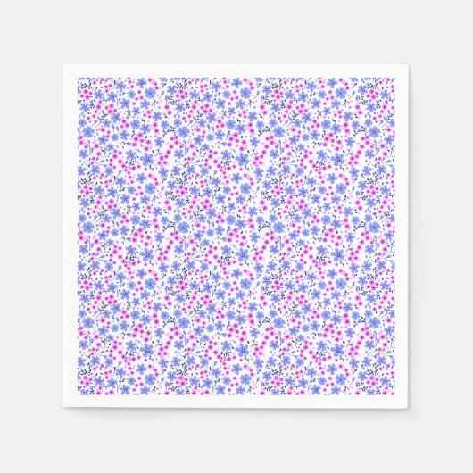 Tiny cute white blue pink floral pattern servet (Voorkant)