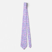 Tiny cute white blue pink floral pattern stropdas (Voorkant)