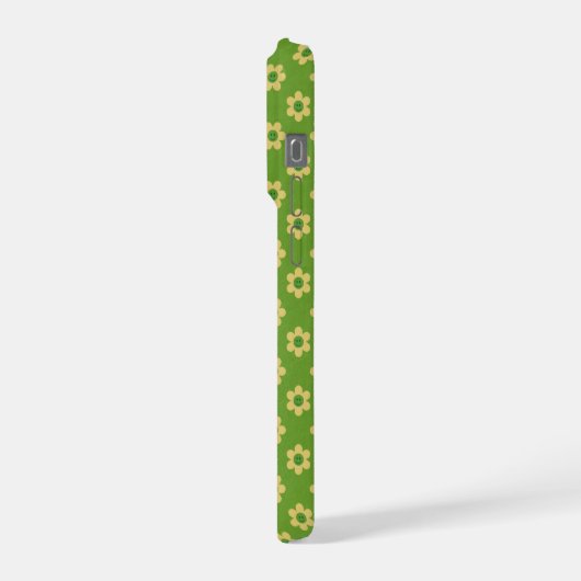 Tiny daisies ,happy face, mid green Phone Case iPhone Hoesje (Linkerkant)