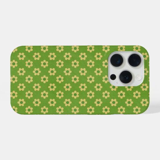 Tiny daisies ,happy face, mid green Phone Case iPhone Hoesje (Achterkant horizontaal)