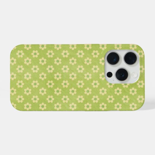 Tiny Daisies,  happy faces in lime greenPhone Case iPhone Hoesje (Achterkant horizontaal)