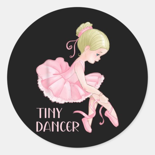 Tiny Dancer Ballerina Girl Ballet Dancing Kinder D Ronde Sticker (Voorkant)