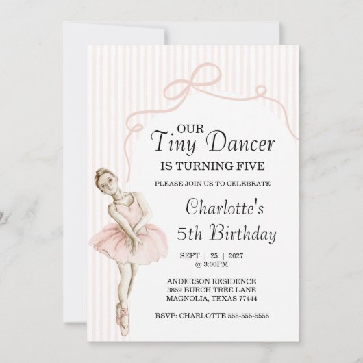 Tiny Dancer Ballerina Pink Girls Birthday Kaart (Voorkant)