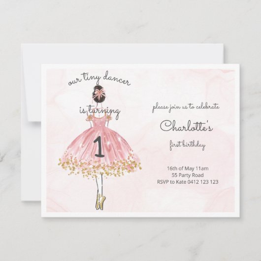 Tiny Dancer Pink Ballet Dancer Kaart (Voorkant)