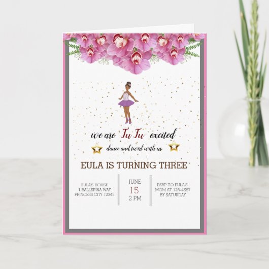 Tiny Dancer Pink Floral Ballet Birthday (Voorkant)