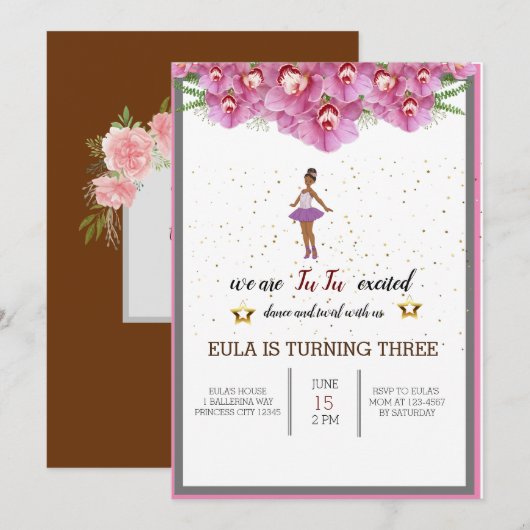 Tiny Dancer Pink Floral Ballet Birthday Bedankkaart (Voorkant / Achterkant)