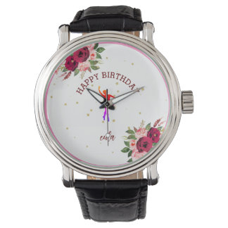Tiny Dancer Pink Floral Ballet Birthday Horloge