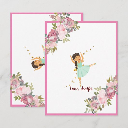 Tiny Dancer | Pink Floral Ballet Birthday Party (Voorkant / Achterkant)