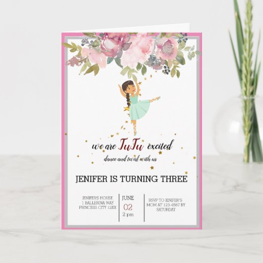 Tiny Dancer | Pink Floral Ballet Birthday Party (Voorkant)