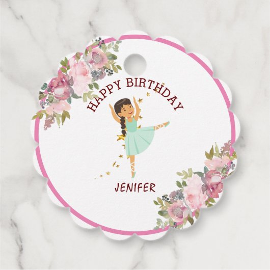 Tiny Dancer | Pink Floral Ballet Birthday Party Bedankjes Labels (Achterkant)
