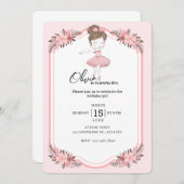 Tiny Dancer | Pink Floral Ballet Birthday Party Kaart (Voorkant / Achterkant)