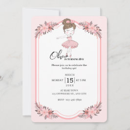 Tiny Dancer | Pink Floral Ballet Birthday Party Kaart
