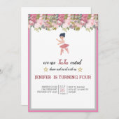 Tiny Dancer | Pink Floral Ballet Birthday Party Kaart (Voorkant / Achterkant)