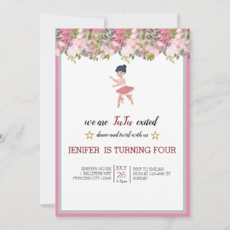 Tiny Dancer | Pink Floral Ballet Birthday Party Kaart