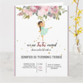 Tiny Dancer | Pink Floral Ballet Birthday Party Kaart (Gele Bloem)