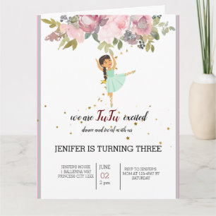 Tiny Dancer   Pink Floral Ballet Birthday Party Kaart