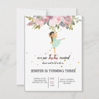 Tiny Dancer | Pink Floral Ballet Birthday Party Kaart