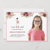 Tiny Dancer | Pink Floral Ballet Birthday Party Kaart (Voorkant)