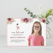 Tiny Dancer | Pink Floral Ballet Birthday Party Kaart (Staand voorkant)