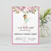Tiny Dancer | Pink Floral Ballet Birthday Party Kaart (Staand voorkant)