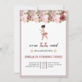 Tiny Dancer | Pink Floral Ballet Birthday Party Kaart (Voorkant)