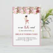 Tiny Dancer | Pink Floral Ballet Birthday Party Kaart (Staand voorkant)
