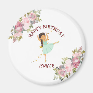 Tiny Dancer   Pink Floral Ballet Birthday Party Magneet