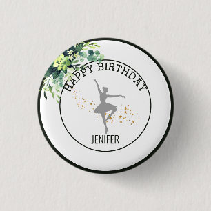 Tiny Dancer Pink Floral Ballet Birthday Party Ronde Button 3,2 Cm