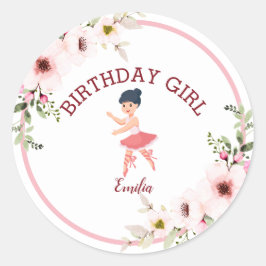 Tiny Dancer | Pink Floral Ballet Birthday Party Ronde Sticker