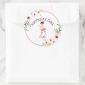 Tiny Dancer | Pink Floral Ballet Birthday Party Ronde Sticker (Tas)