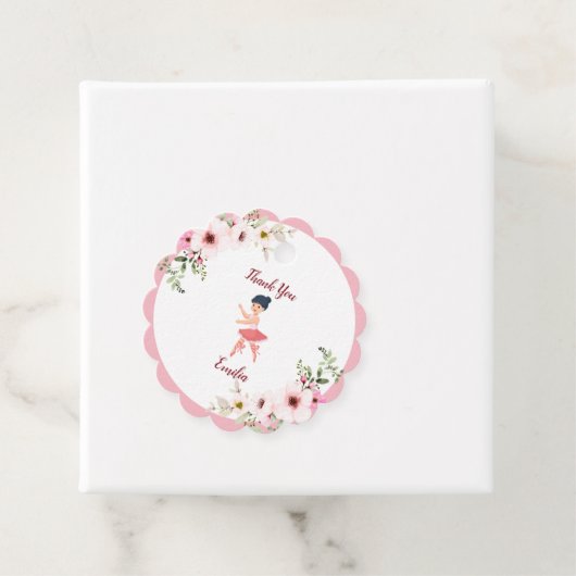Tiny Dancer | Roze Bloemen Ballet Verjaardagsfeest Bedankjes Labels (In situ)