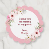 Tiny Dancer | Roze Bloemen Ballet Verjaardagsfeest Bedankjes Labels (Achterkant)