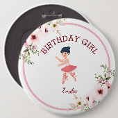 Tiny Dancer | Roze Bloemen Ballet Verjaardagsfeest Ronde Button 6,0 Cm (Voorkant /achterkant)