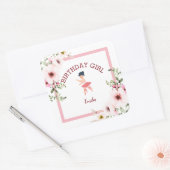 Tiny Dancer|Roze Bloemen Ballet Verjaardagsfeest Vierkante Sticker (Envelop)