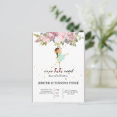 Tiny Dancer | Roze Bloemige Ballet Verjaardagsfees Briefkaart (Staand voorkant)